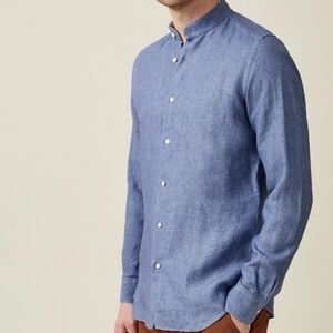 Luca Faloni Linen Band Collar Shirt Italy
